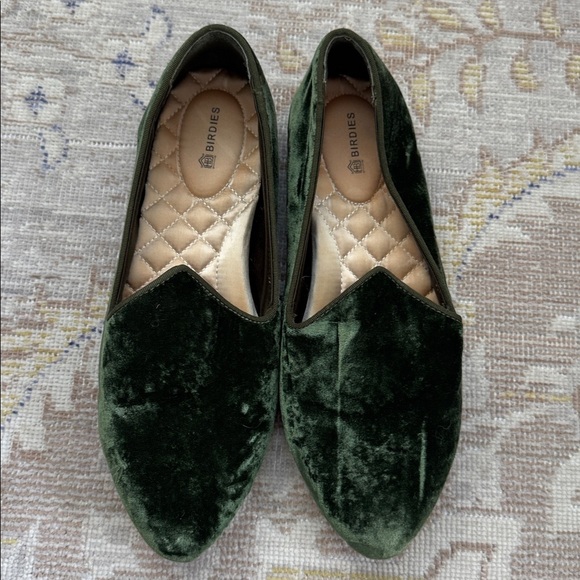 Birdies Shoes - Birdies The Heron forest green velvet flats size 7.5